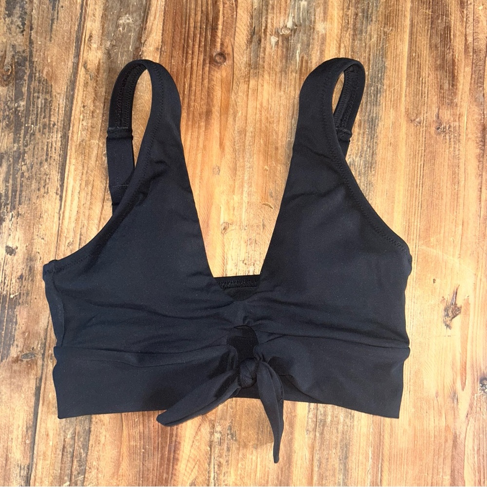 Robin Piccone Black Tie-Front Bikini Top